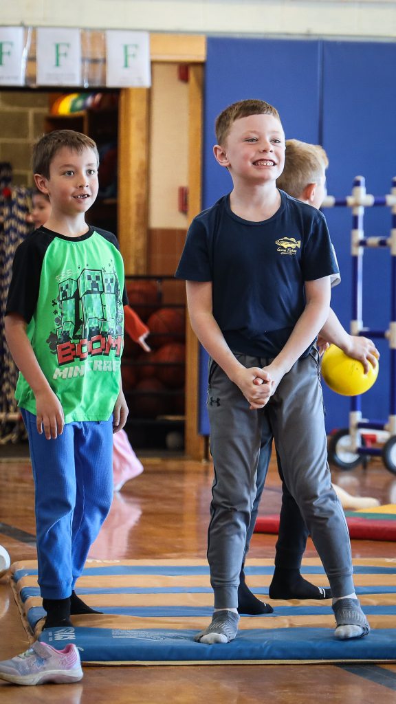 image of two elementary students in the gym